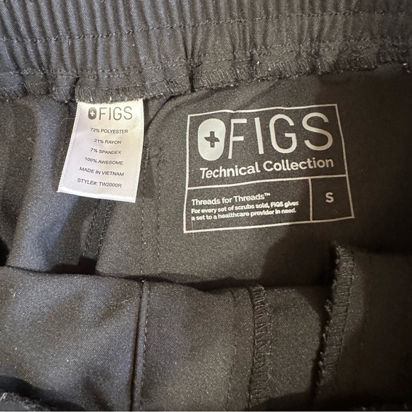 Figs Scrub Pants Technical Collection Straight Leg Women's Size Small Black - Picture 9 of 11